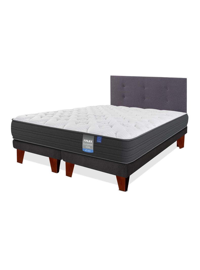 Cama Europea Europedic Dual King Base Dividida + Respaldo Royal Grafito