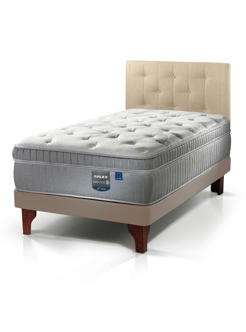Cama Europea Arena Paradise 1.5 Plazas + Respaldo Almendra
