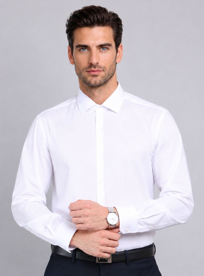 Camisa Formal Lisa Color Manga Larga