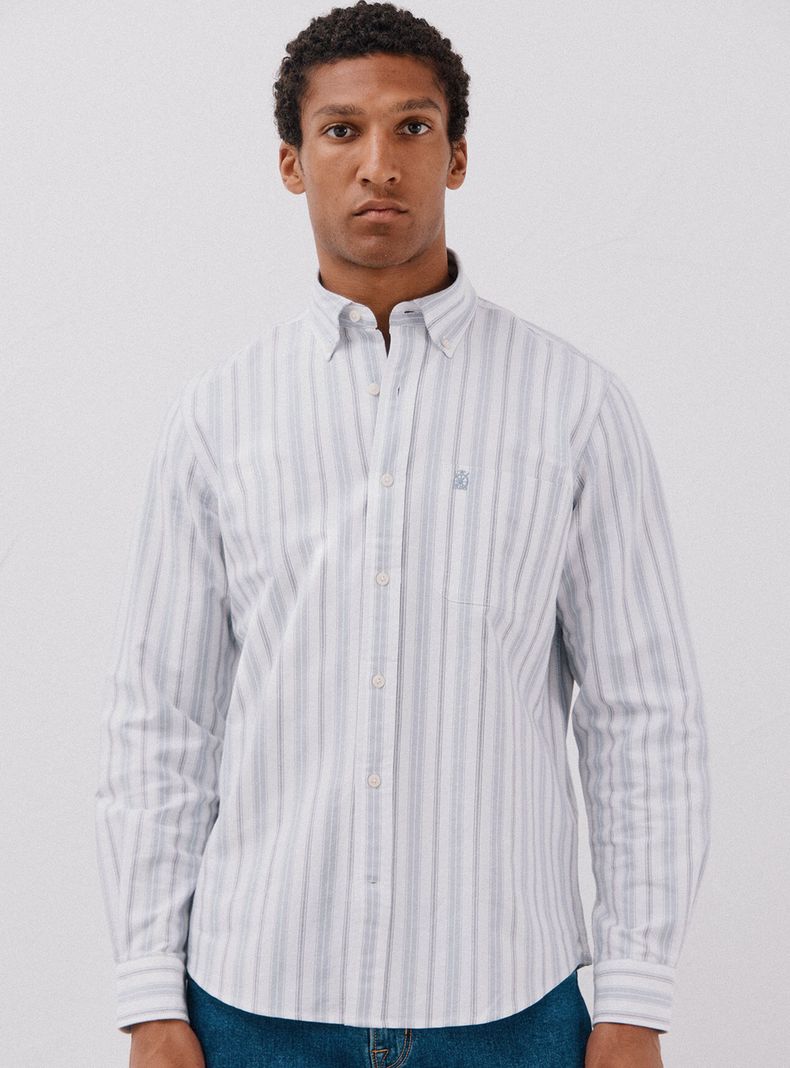 Camisa Oxford Estampada a Rayas