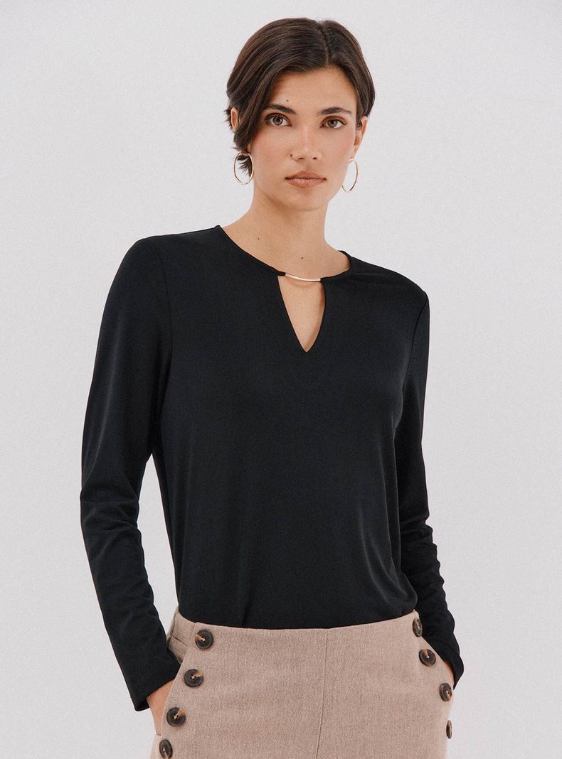 Blusa Pieza Dorada Escote