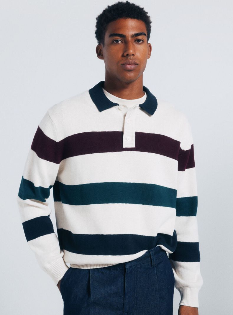 Chaleco Jersey Rayas Cuello Polo