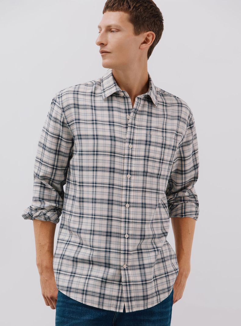Camisa Print Cuadros Tencel