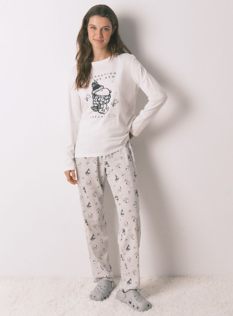Pijama Largo Algodón Perchado Snoopy