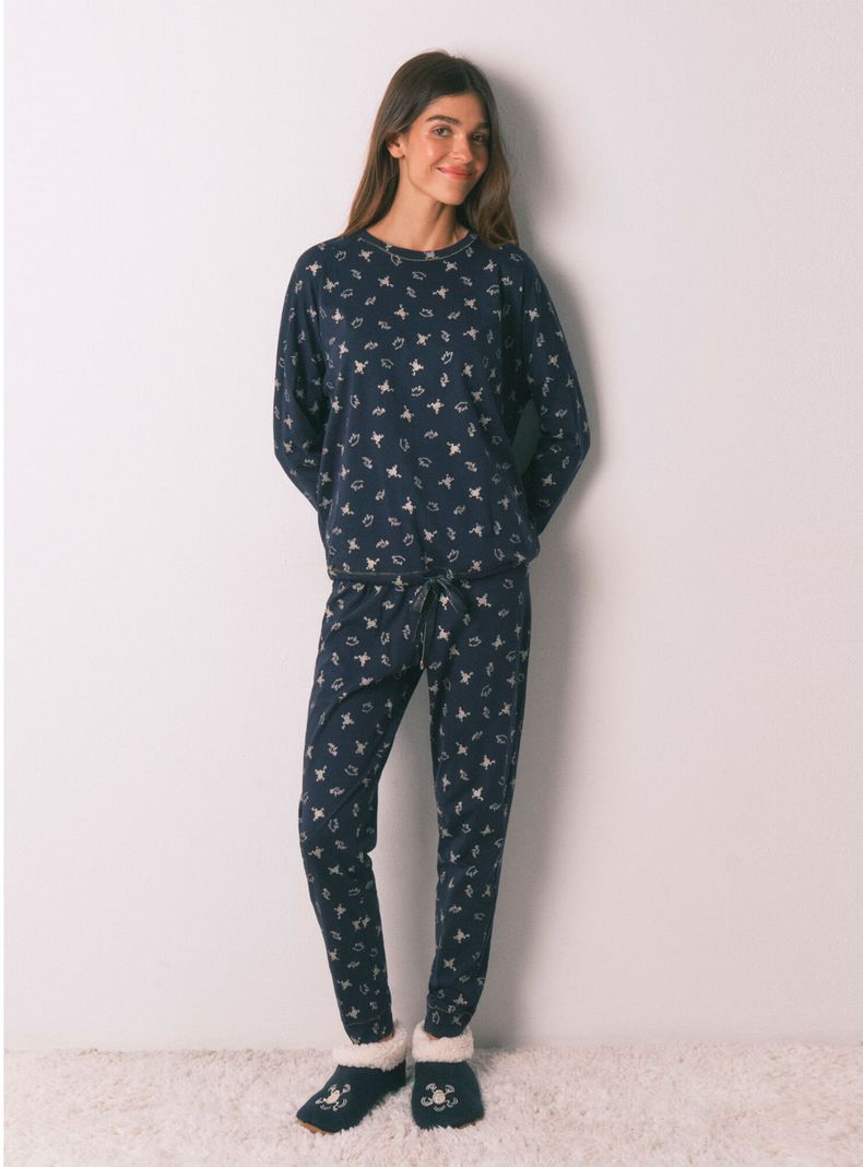 Pijama Largo Algodón Estampado Ranitas