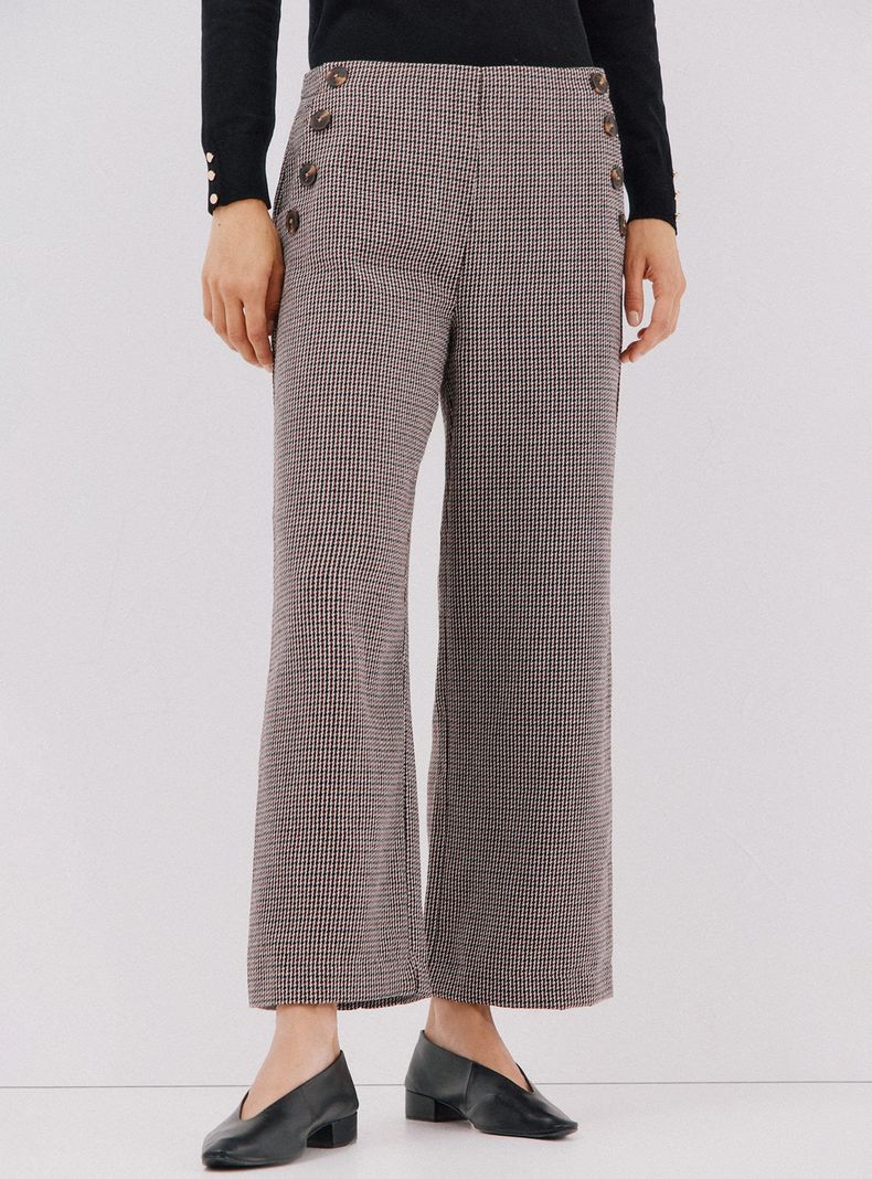 Pantalón Ancho Crop con Cremallera