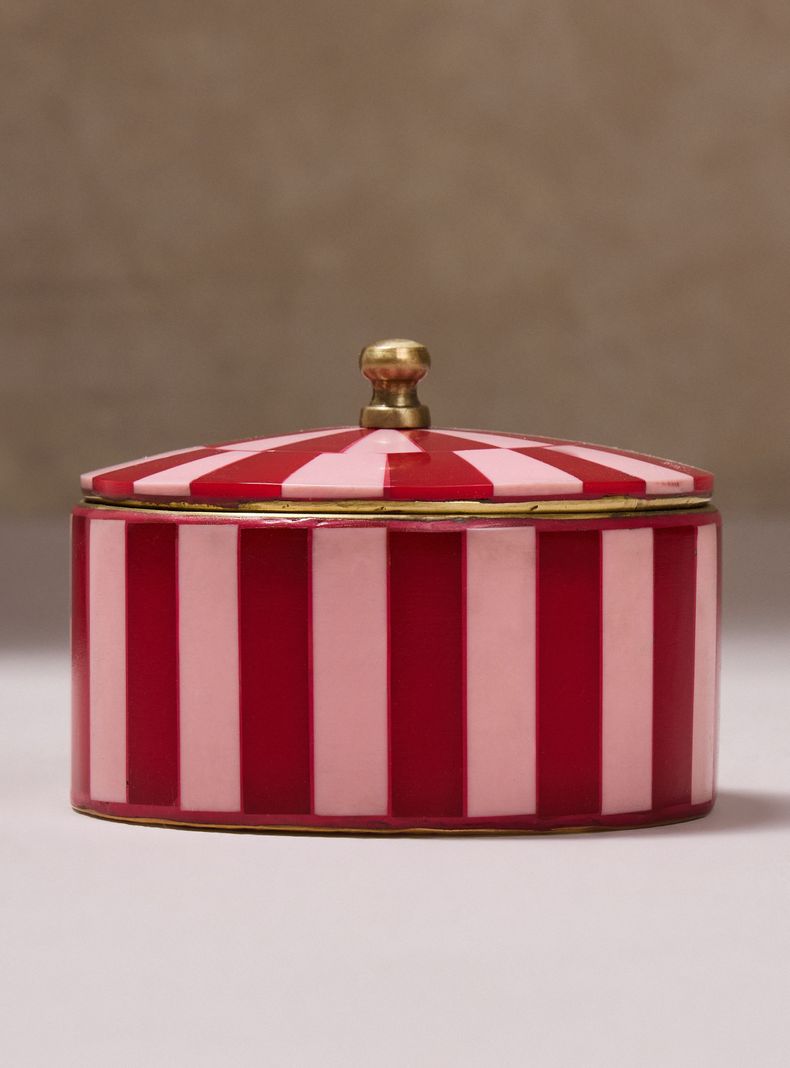 Caja Rayas Rosada 10x10x6 cm
