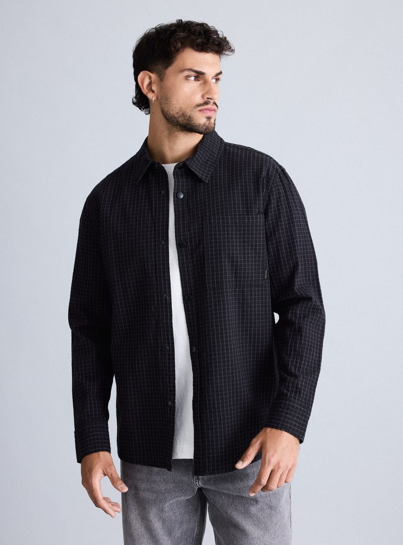 Camisa Manga Larga Escocesa con Broches