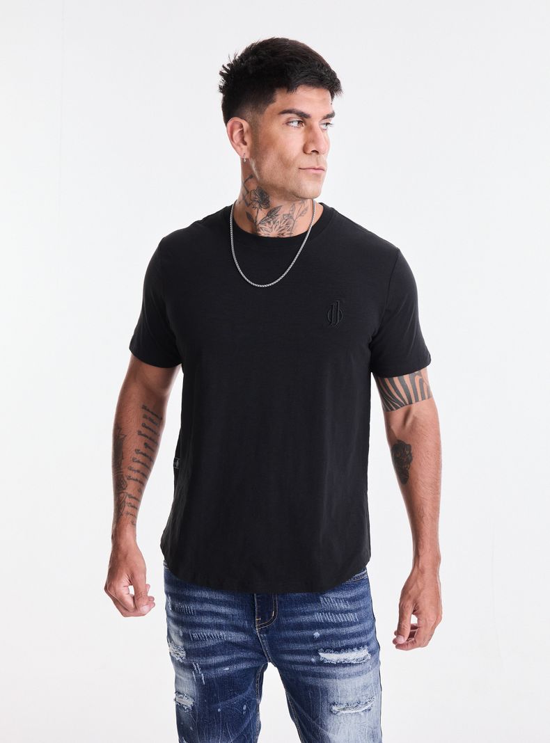 Polera Básica Longfit Bordado al Tono