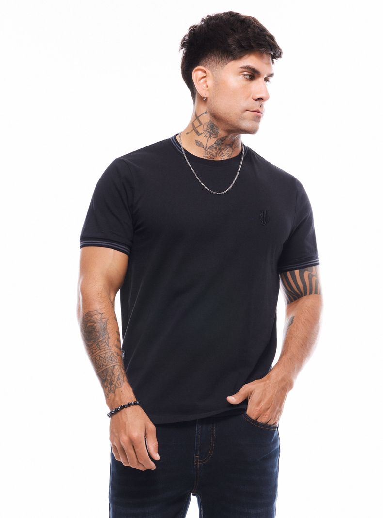 Polera Cuello Rib con Líneas