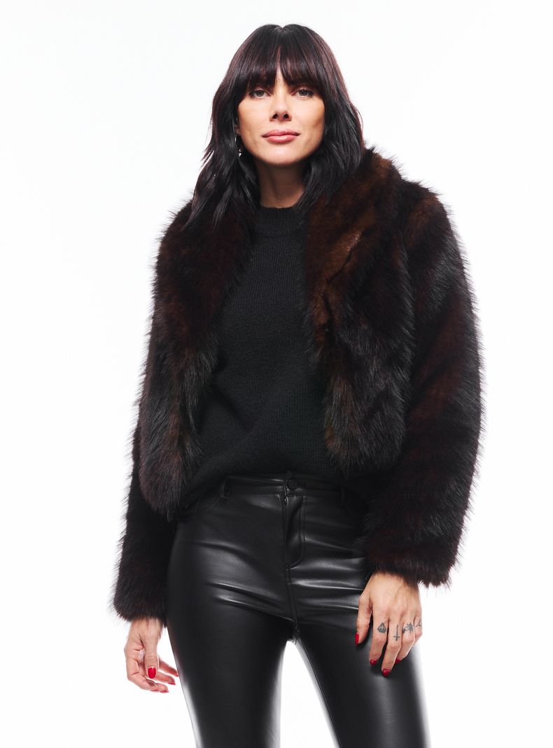 Chaqueta Piel Bicolor con Puños de Pu