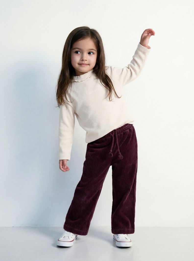 Pantalón Wide Leg de Cotelé Grueso de Punto