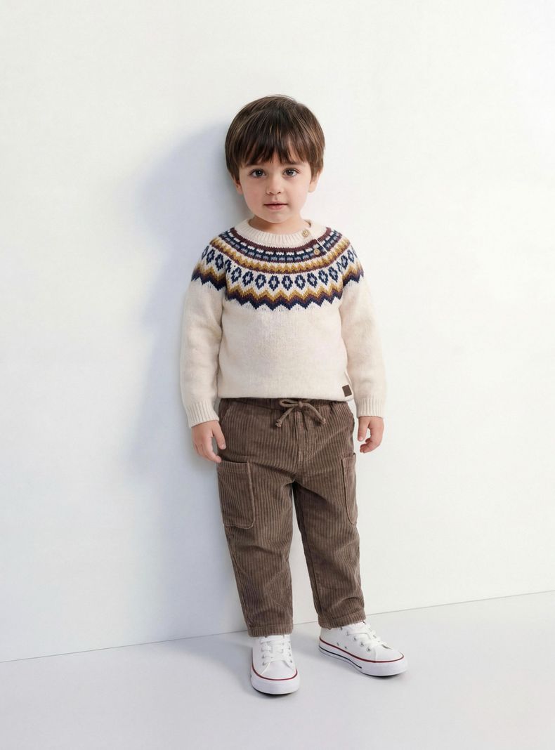 Pantalón Pana Regular Fit con Cordón Ajustable y Bolsillos