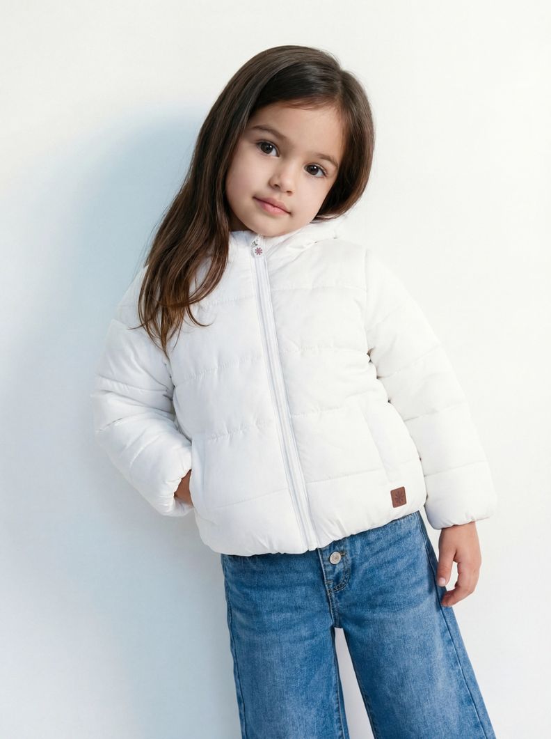 Parka Ancha Color Liso Niña