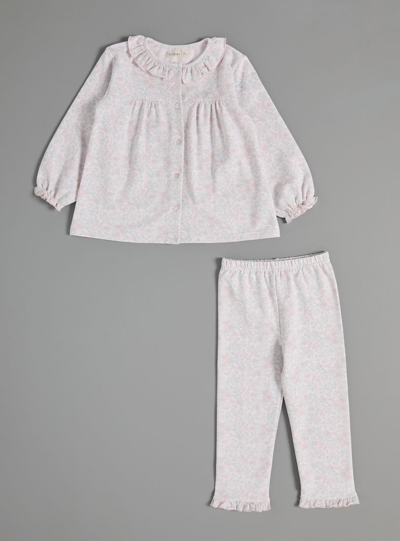 Pijama Cuello Bobo con Botones y Estampado Femenino