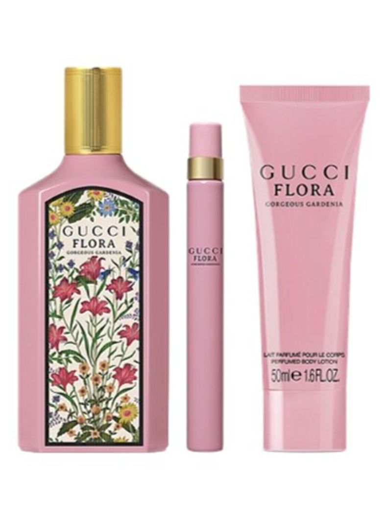 Set Perfume Flora Gourgeous Gardenia Intense EDP Mujer 100 ml + Body Lotion 50 ml + Spray 10 ml