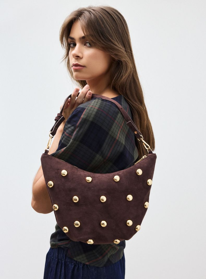 Cartera de Hombro Crossbody con Tachas Circulares