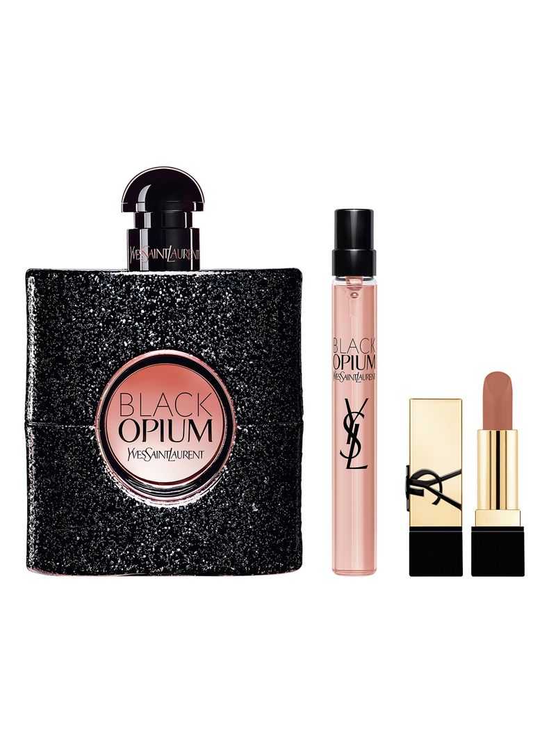 Set Perfume Black Opium EDP Mujer 90 ml + 10 ml + Mini Rouge Pur Couture Yves Saint Lauren
