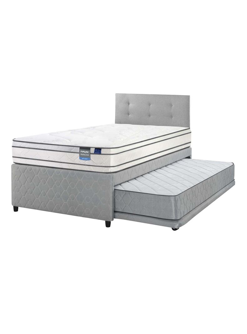 Divan Cama Gris Innova 1.5 Plazas Box + Respaldo Royal Gris Gris Oscuro