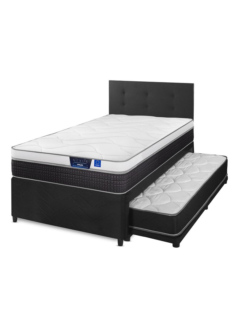 Divan Cama Negro Nexus 1.5 Plazas Box + Respaldo Royal Negro Gris Oscuro