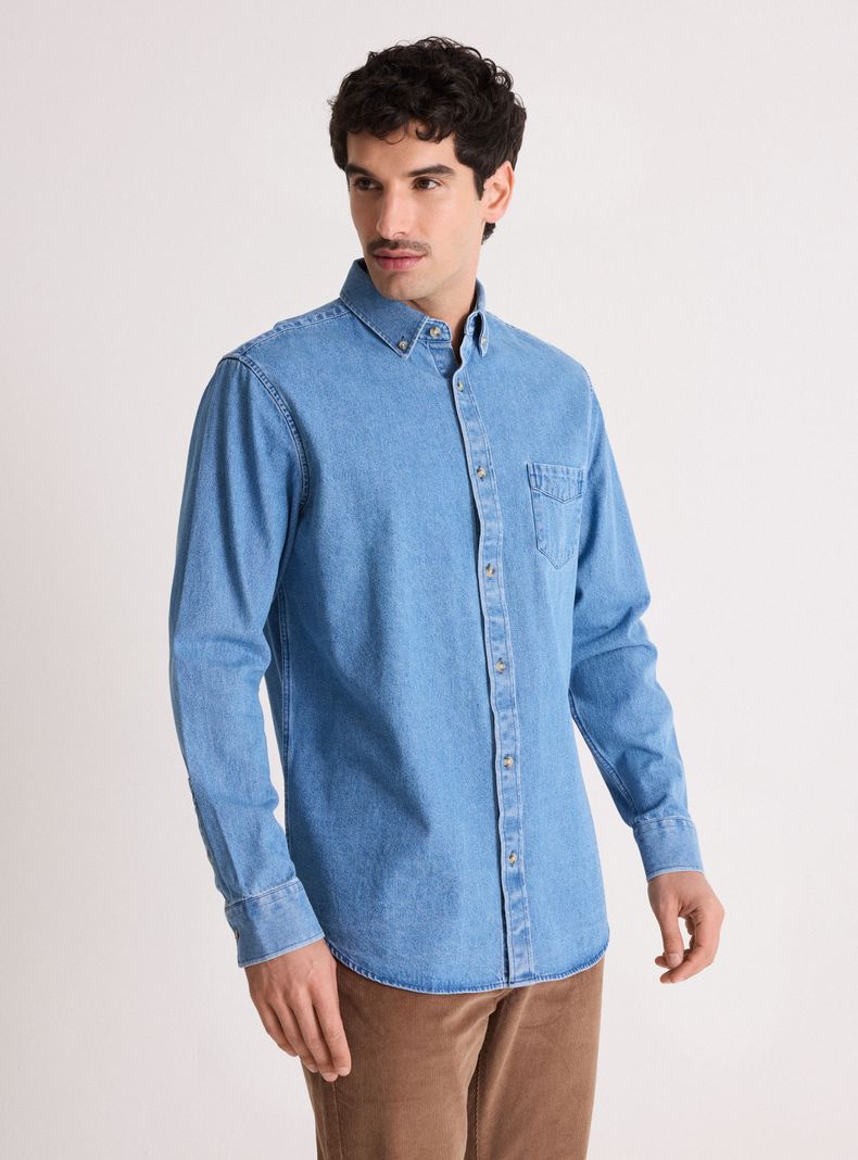 Camisa Manga Larga Denim Casual