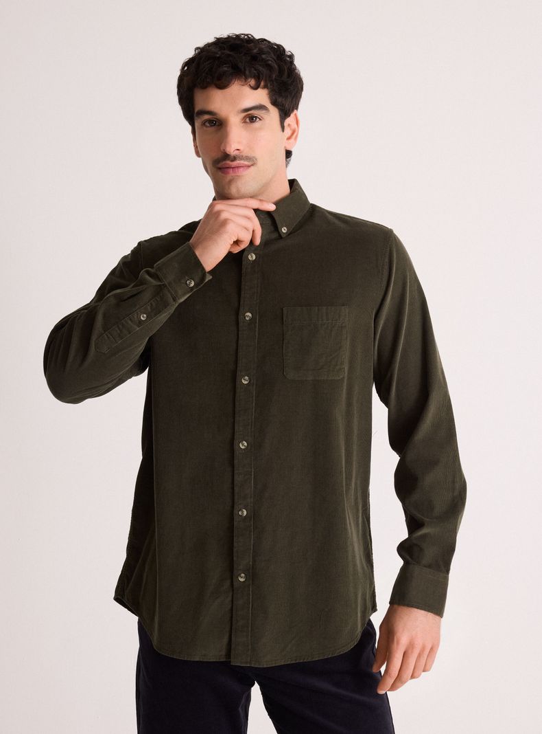 Camisa Cotelé Manga Larga