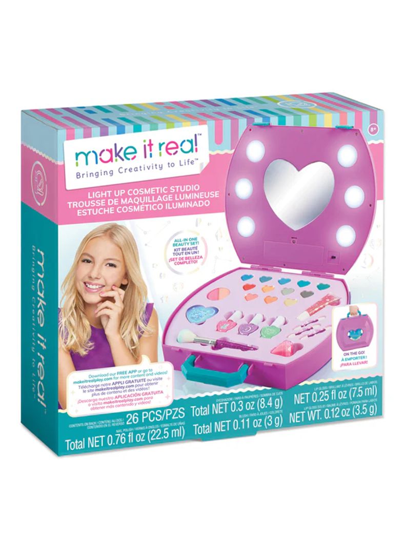 Set de Belleza Niñas Estudio Cosmético Morado con Luz