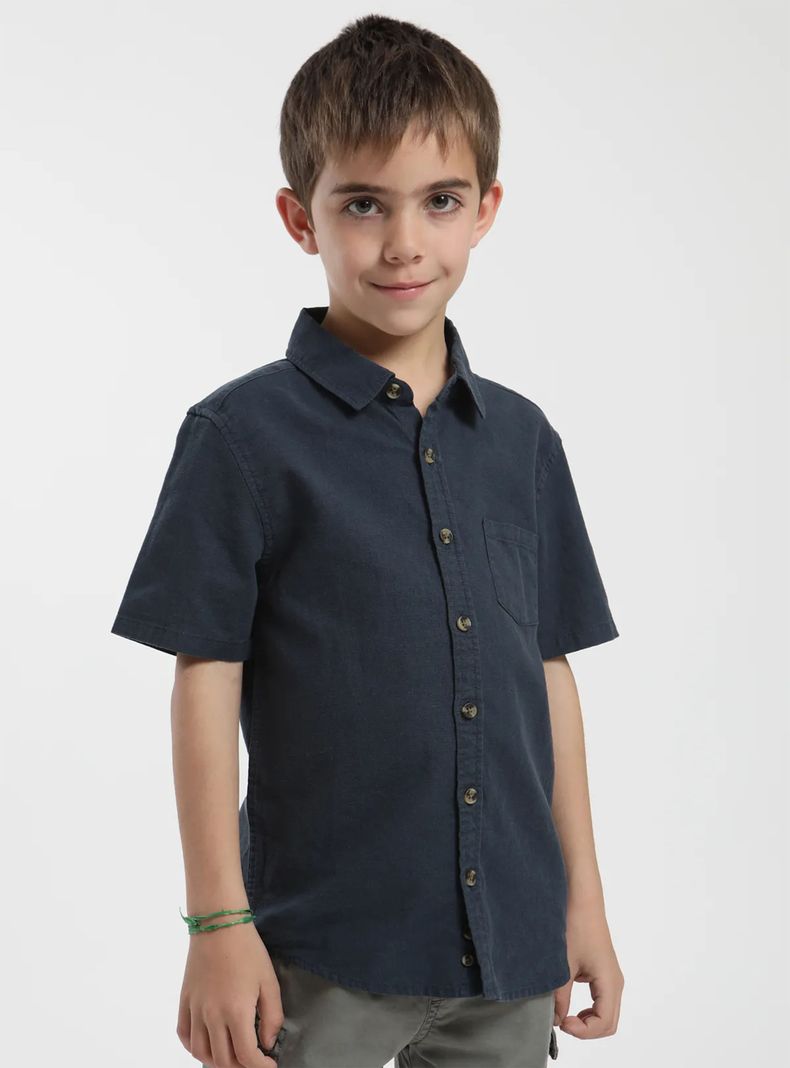 Camisa Kids Classic de Algodon Organico Azul 2