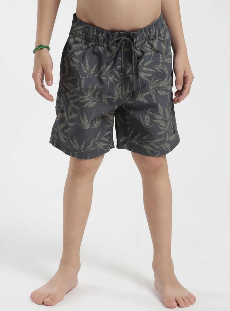 Traje de Baño Kids Classic Hojas Grafito Nailon Reciclado