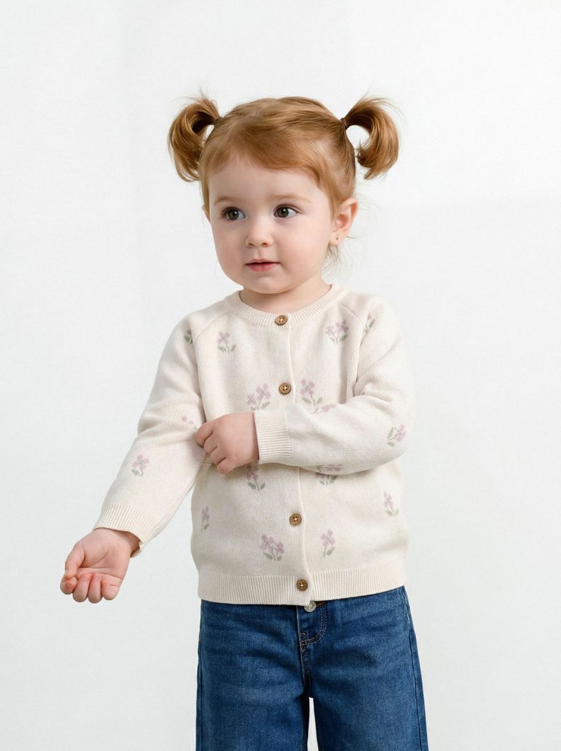 MARÍA POMPÓN CHALECO DISEÑO FLORAL NIÑA