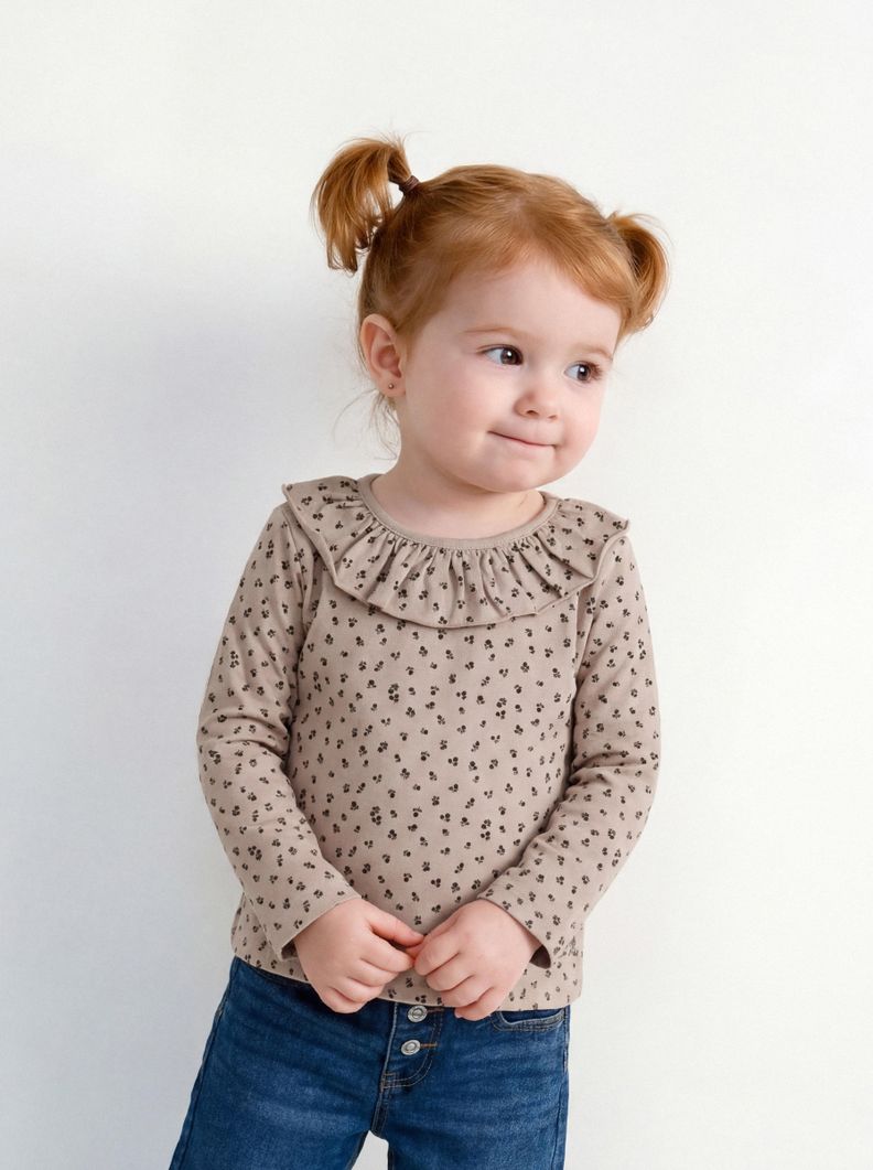Polera Manga Larga Estampado Mini Floral