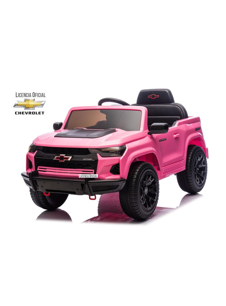 Auto a Batería Chevrolet Colorado 12v 2 Motores Rosado