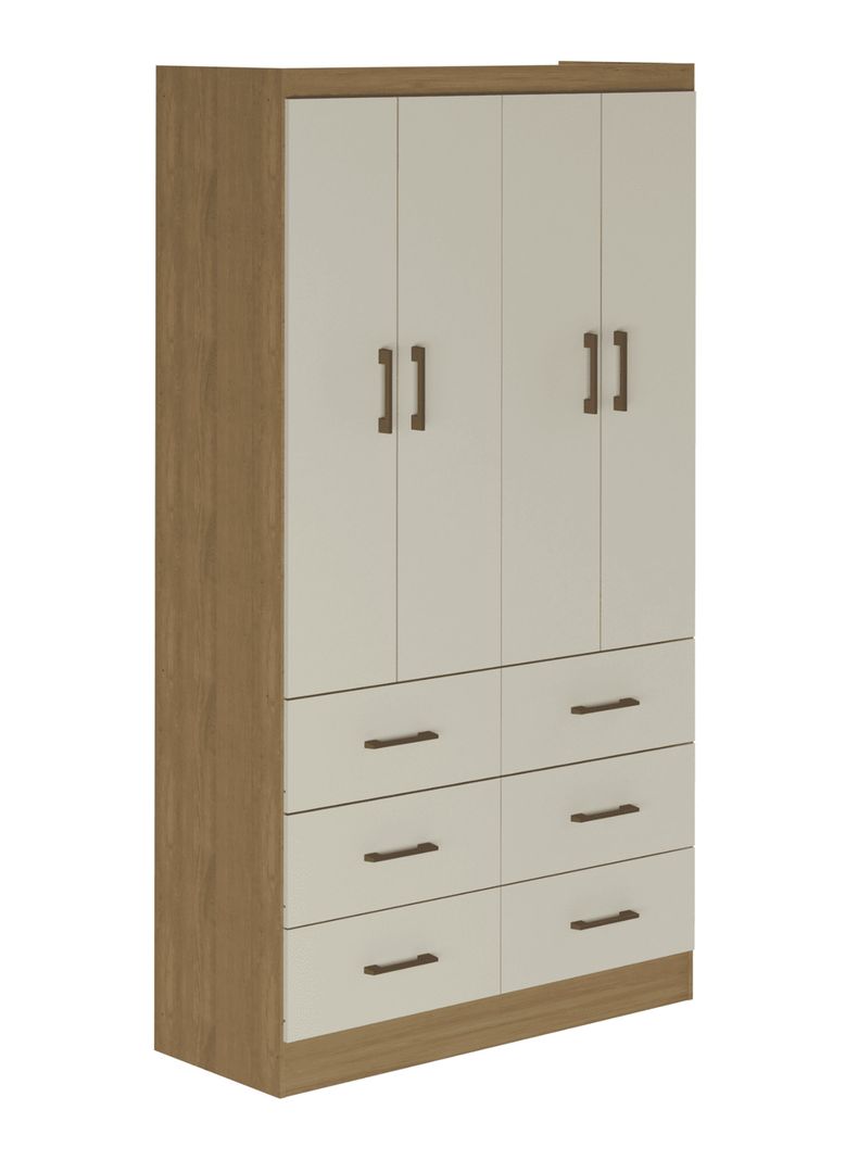 Clóset 4 Puertas 6 Cajones Café/Beige 182x40x100 cm