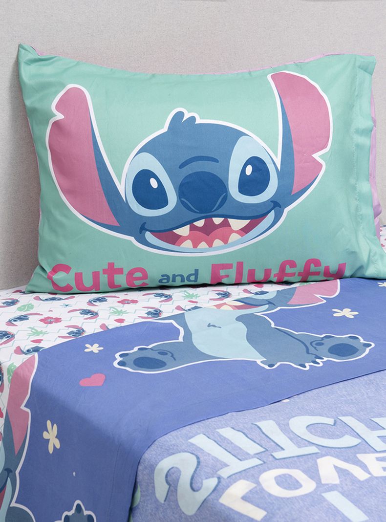 Juego de Sábanas Single 1.5 Plazas Stitch I Love