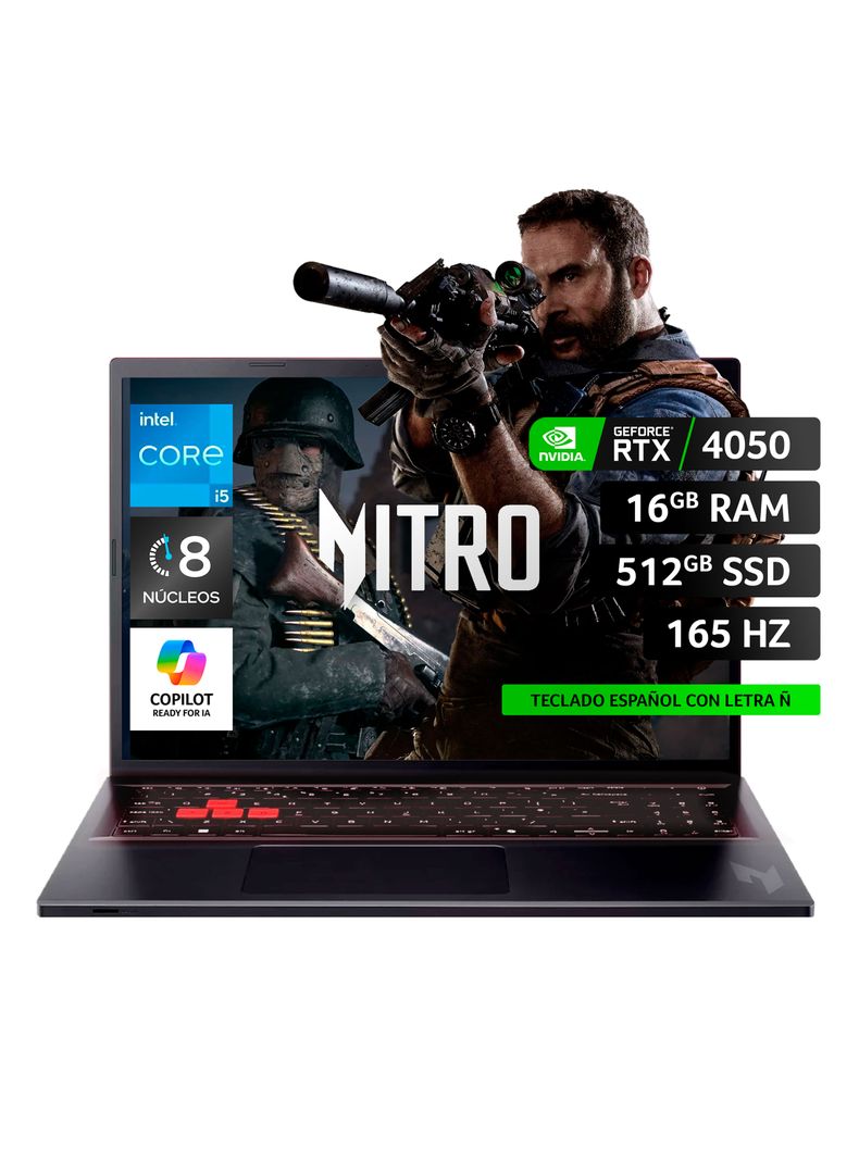 Notebook Gamer Nitro Lite Intel Core i5 RTX4050 16GB RAM 512GB SSD 16'' 165Hz WUXGA