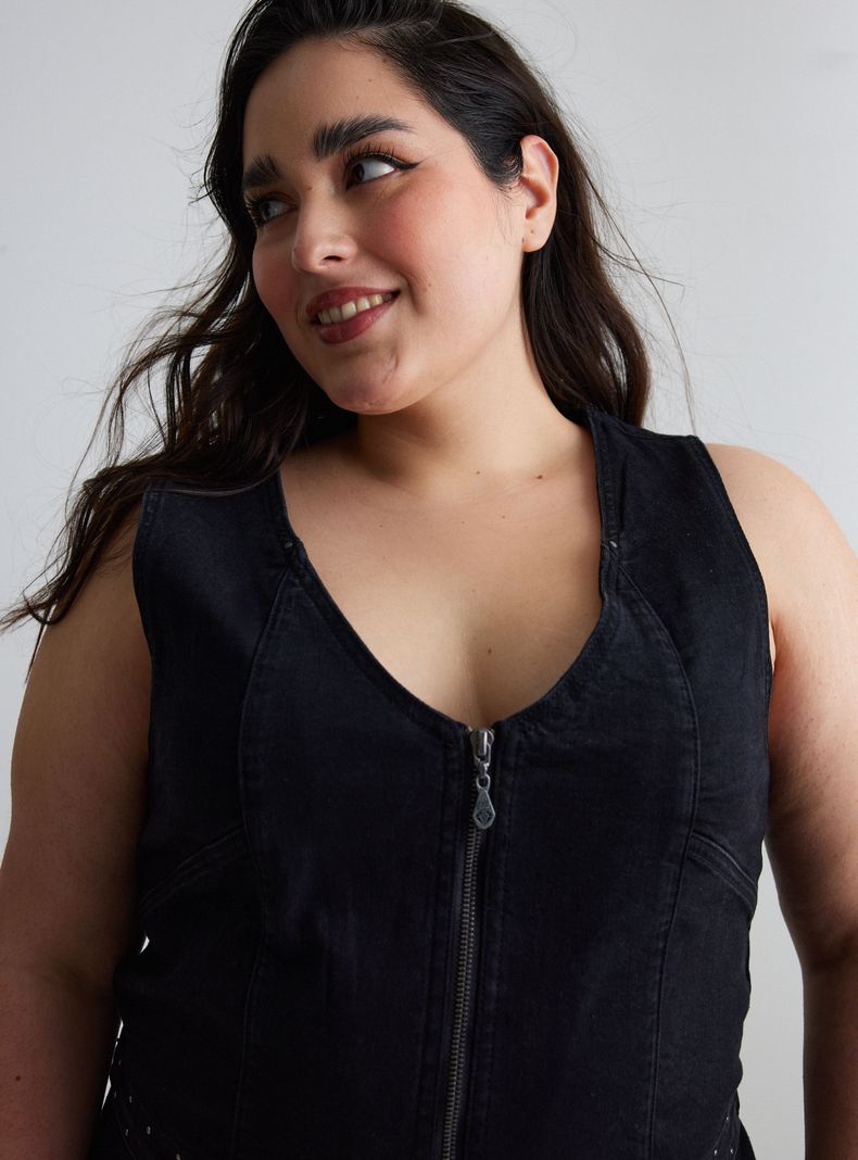 Polera Top Denim con Cierre-9