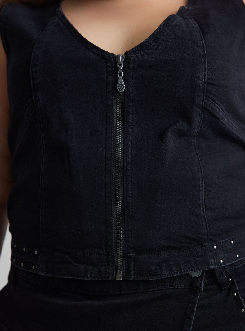Polera Top Denim con Cierre-10