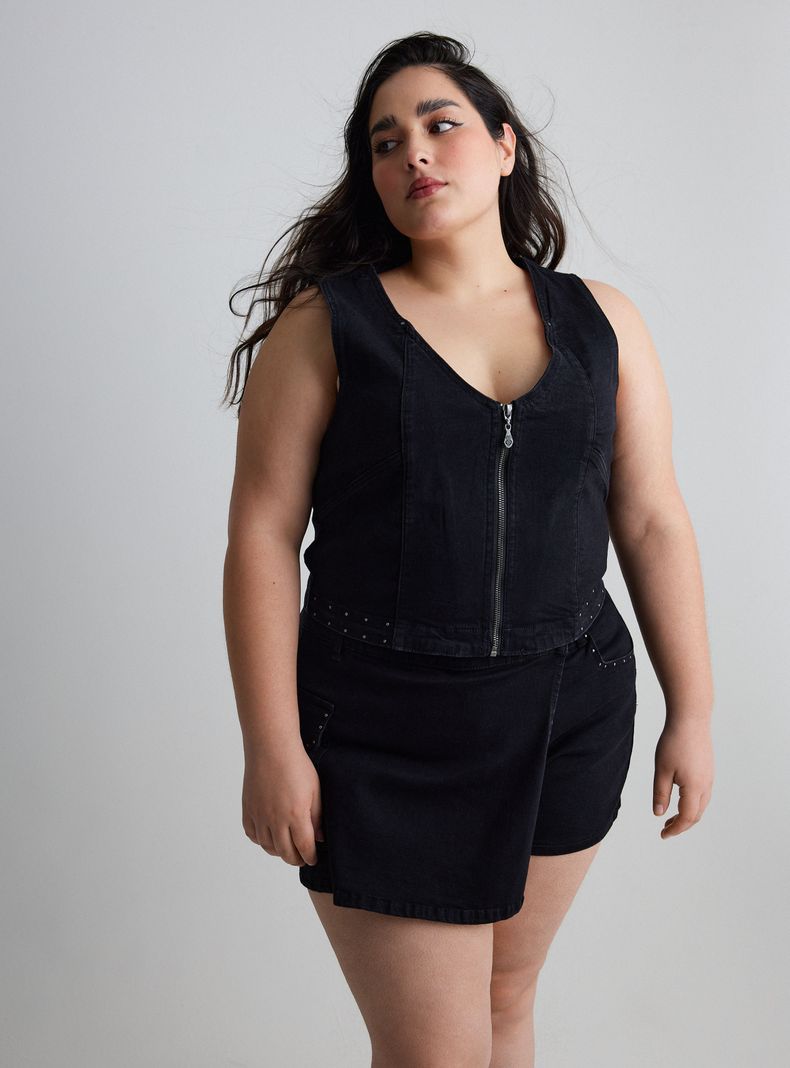Polera Top Denim con Cierre-7