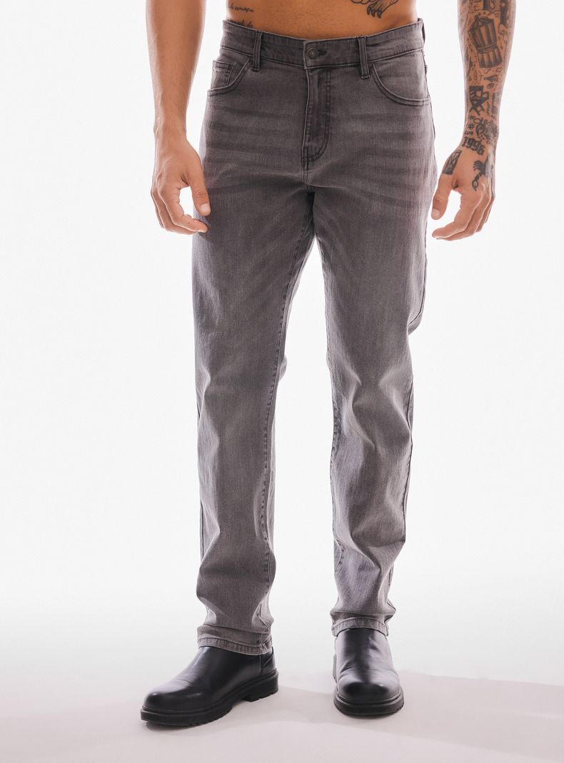 Jeans Cinco Bolsillos Slim Gris Medio