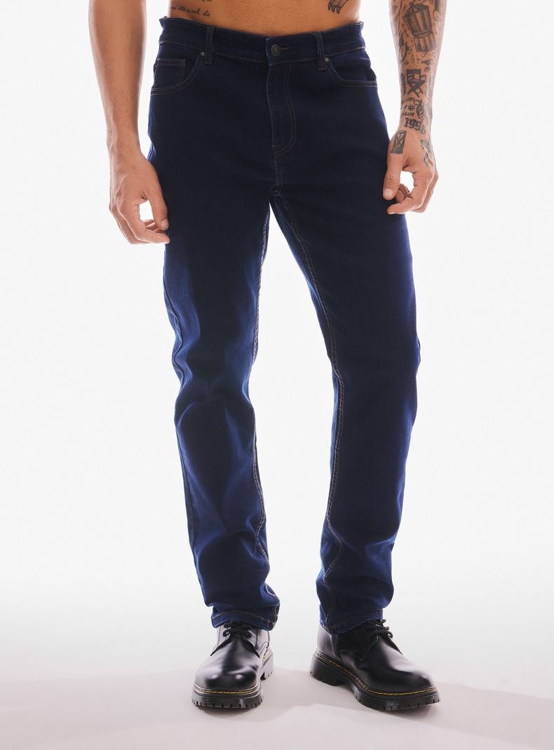 Jeans Cinco Bolsillos Slim 1 Azul Oscuro