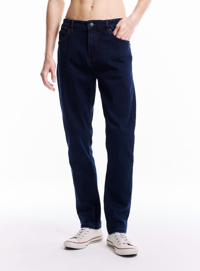 Jeans Cinco Bolsillos Slim 1 Azul Oscuro