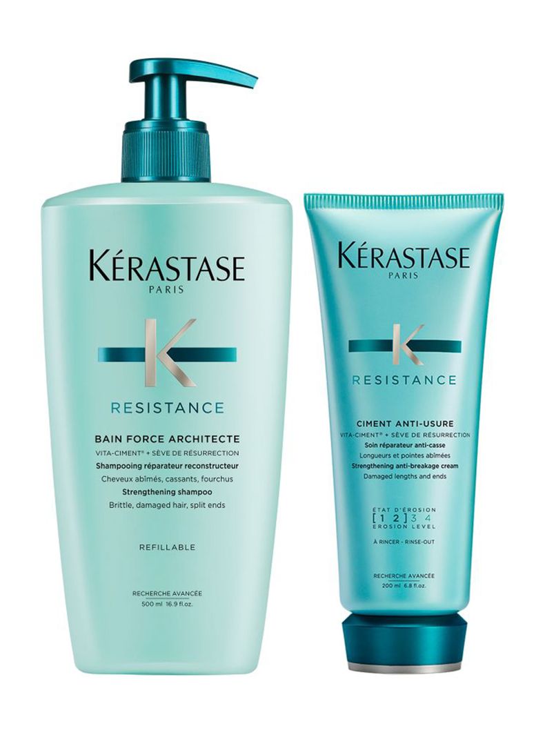Set Cabello Debilitado Resistance Shampoo 500ml + Acondicionador 200ml Kérastase