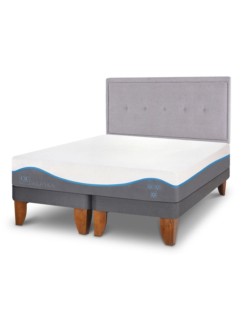 Cama Europea King Alaska Base Dividida + Respaldo