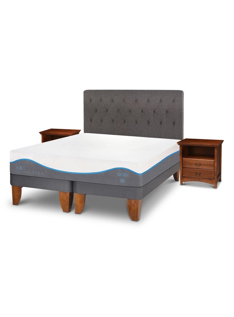 Cama Europea Alaska King Base Dividida + Set Kavery