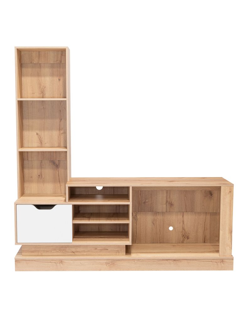 Estante Tv 55'' Blake 1 Puerta Duna y Blanco 181.4X177.7X43.1 Cafe Claro