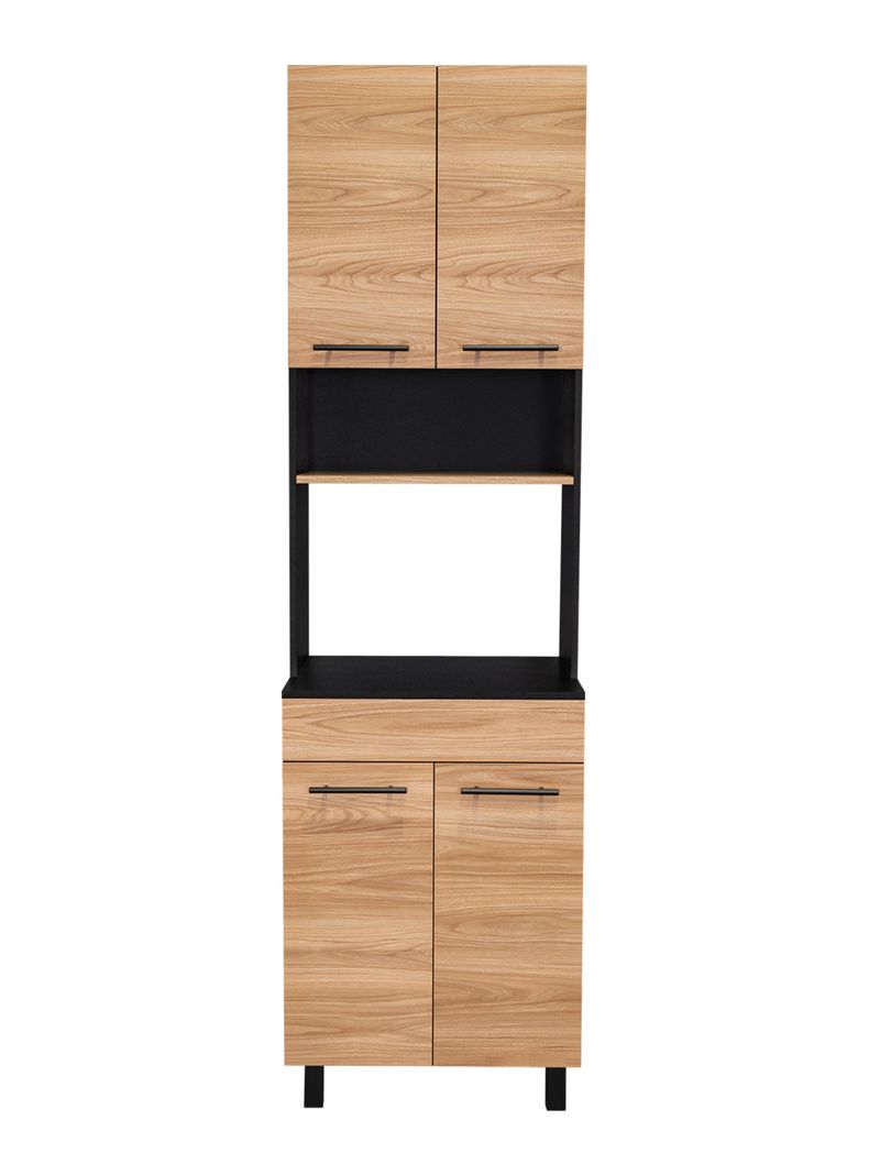 Mueble de Cocina para Microondas Luna Wengue y Fresno 210x60x49.1 cm Negro