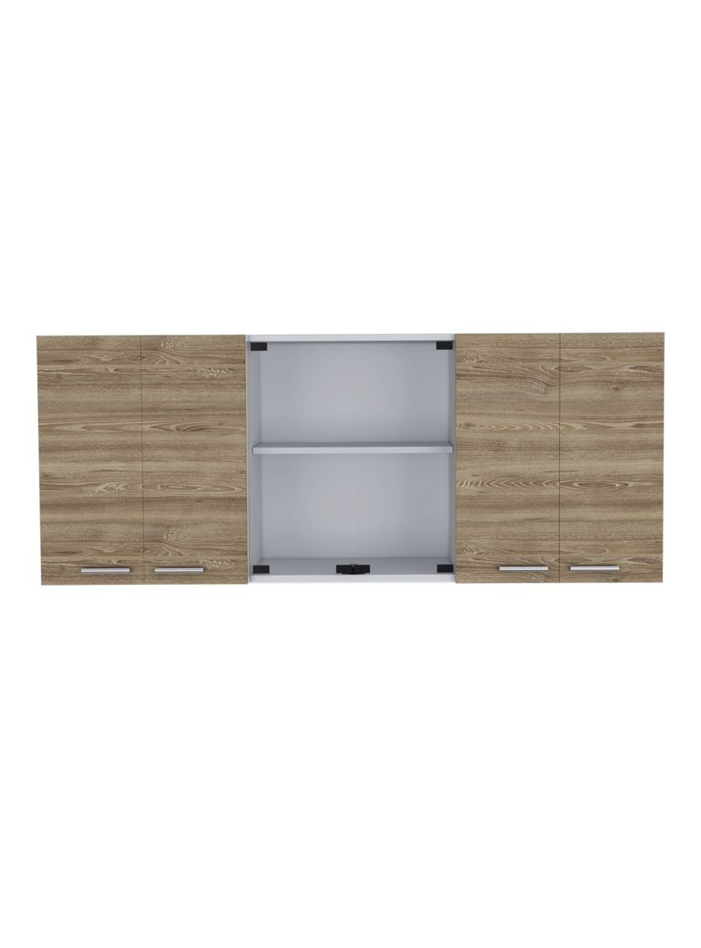 Mueble de Cocina Mural 60x150x31.5 cm Miel y Blanco 6 Puertas Cafe Claro