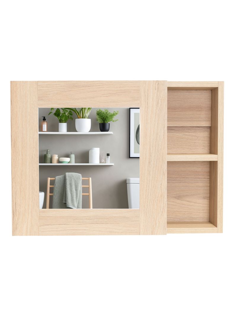 Botiquin para Bano Cairo 40x55x12.1 cm Rovere con Espejo Cafe Claro