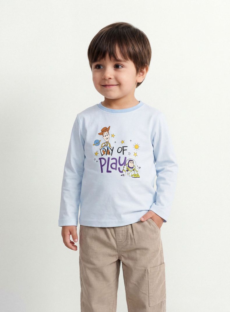 Polera Estampado Toy Story Pixar Celeste Algodón