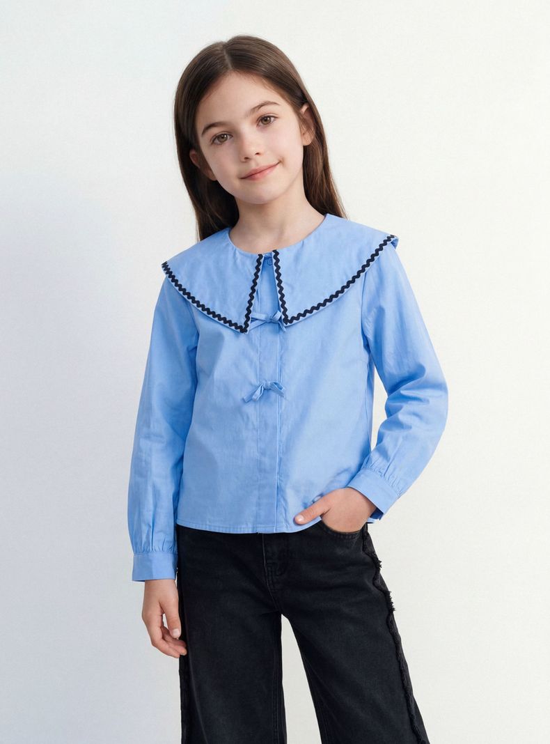 Tribu Blusa Cuello Bobo Detalles de Cinta Frontales